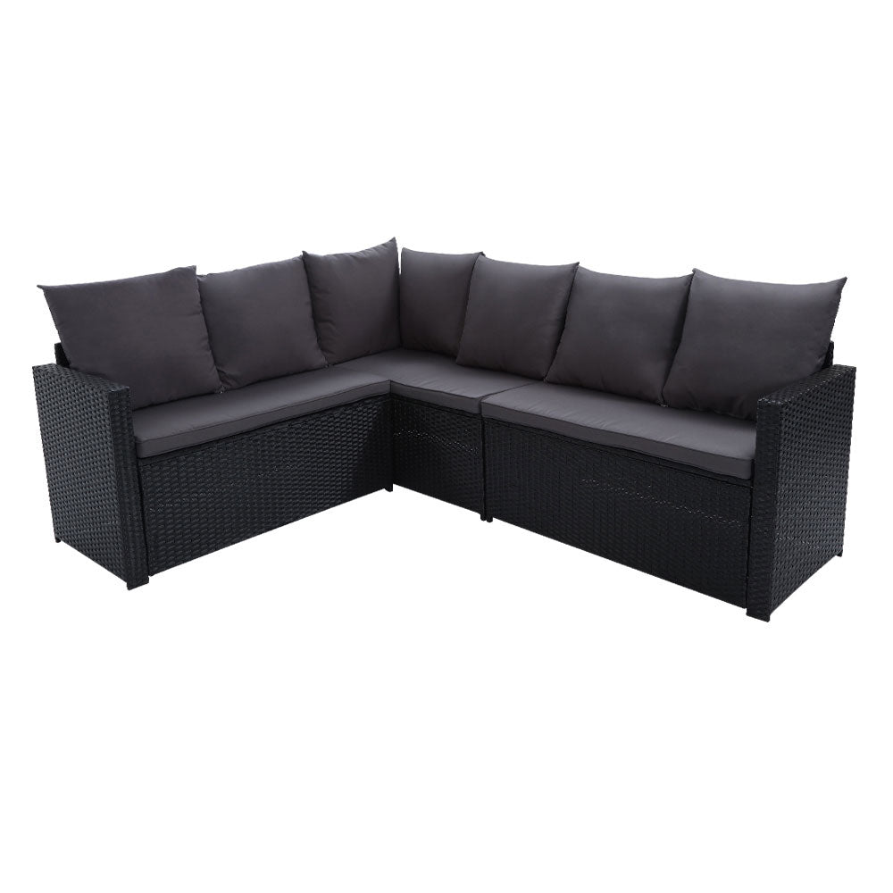 Gardeon Outdoor Furniture Dining Setting Sofa Set Wicker 9 Seater Storage Cover Black
