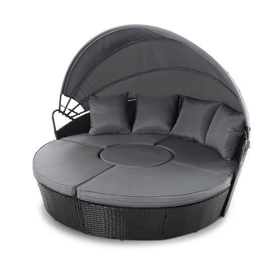 Outdoor Lounge Setting Patio Furniture Sofa Wicker Rattan Garden Chairs Black