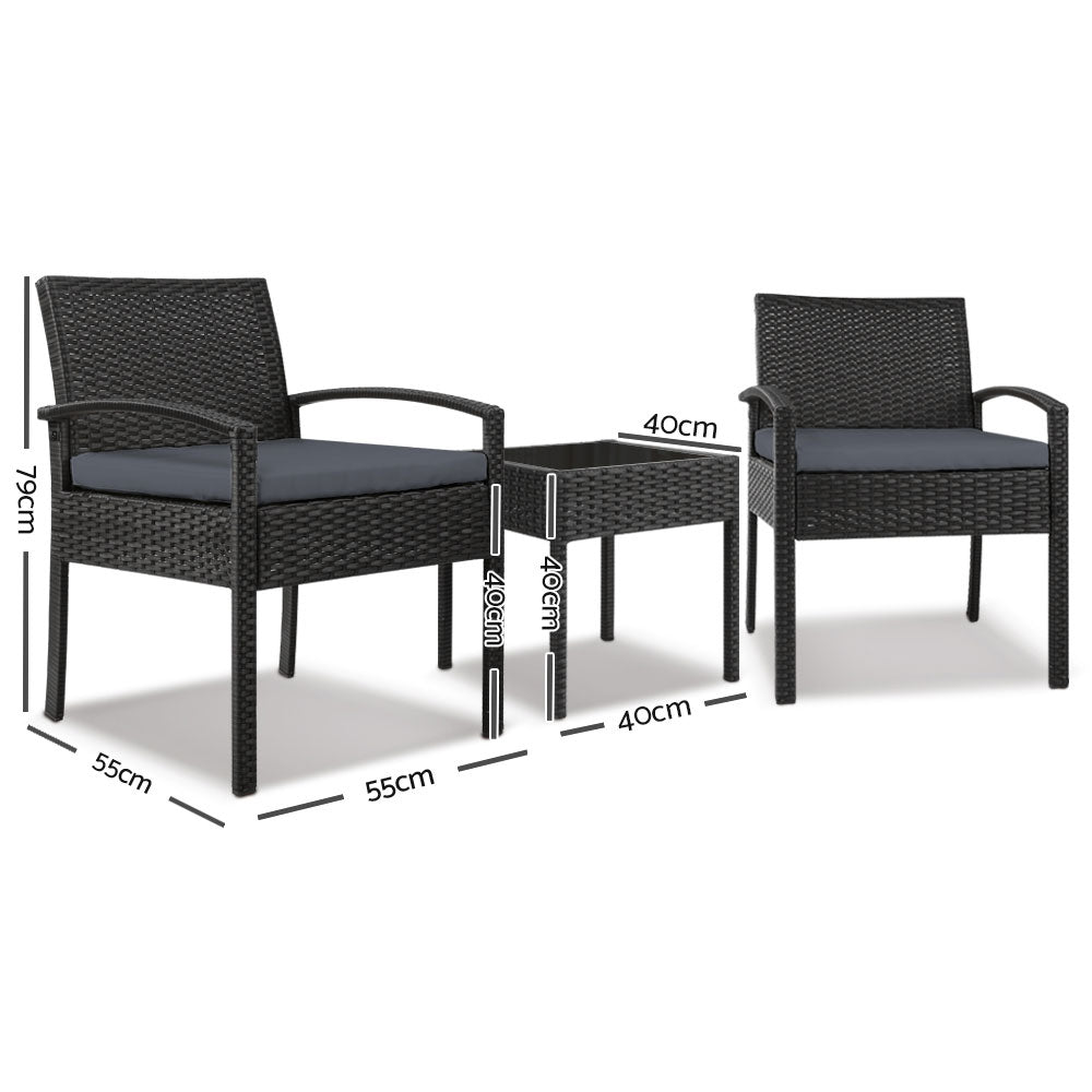 Gardeon 3-piece Outdoor Set - Black