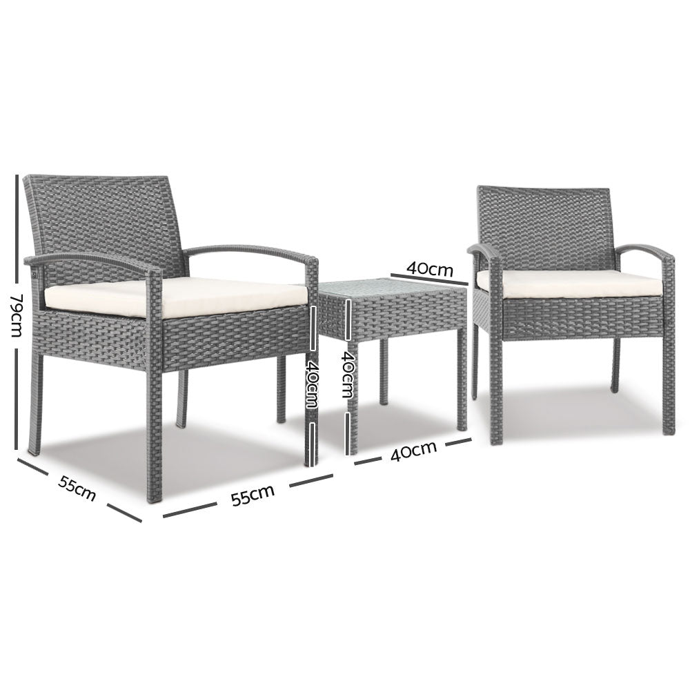 Gardeon 3-piece Outdoor Set - Grey