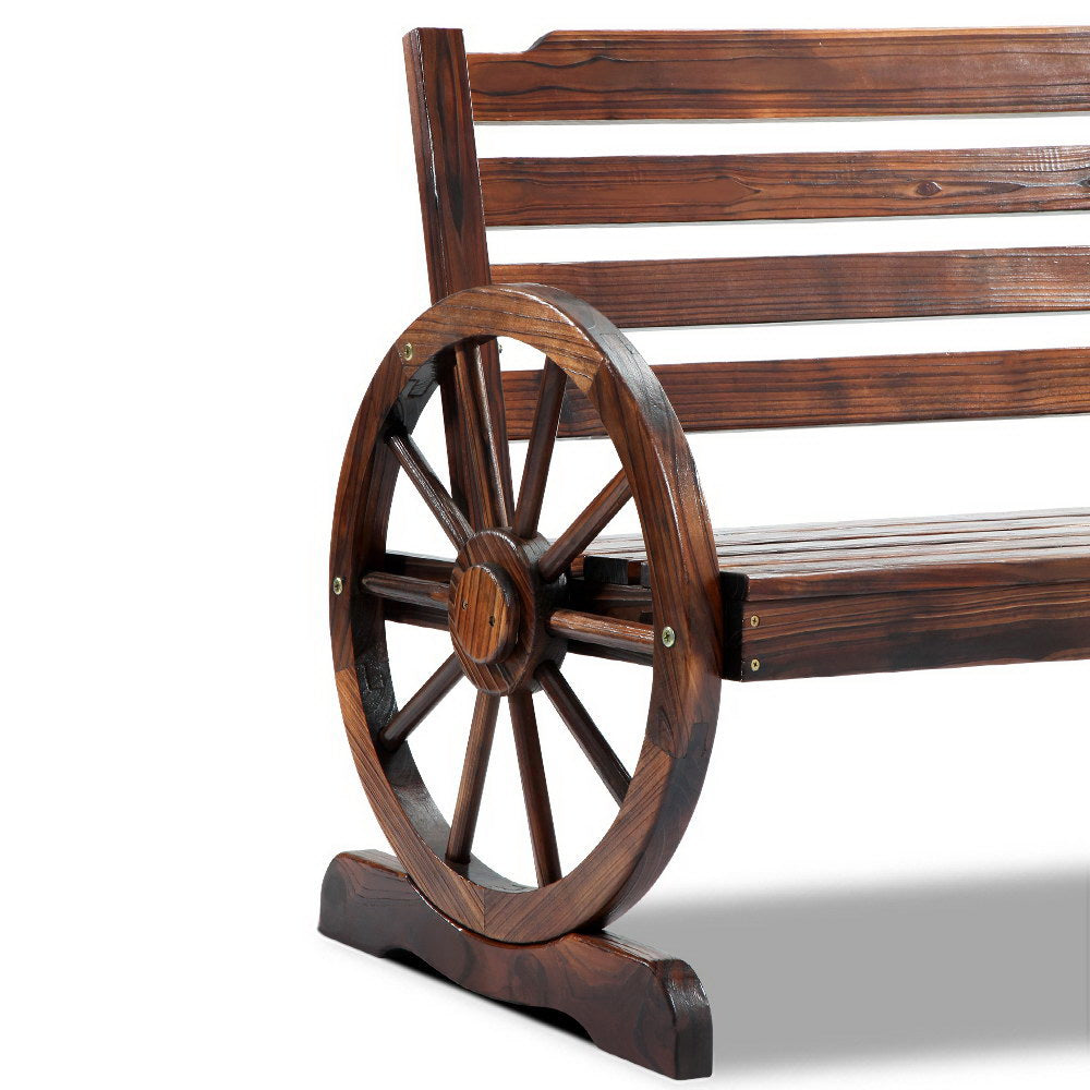 Gardeon Wooden Wagon Wheel Bench - Brown