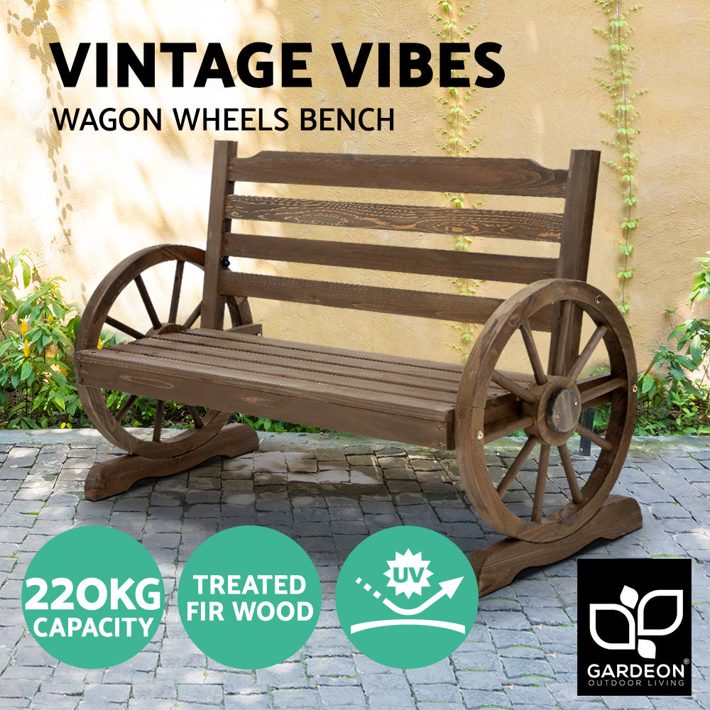 Gardeon Park Bench Wooden Wagon Chair Outdoor Garden Backyard Lounge Furniture