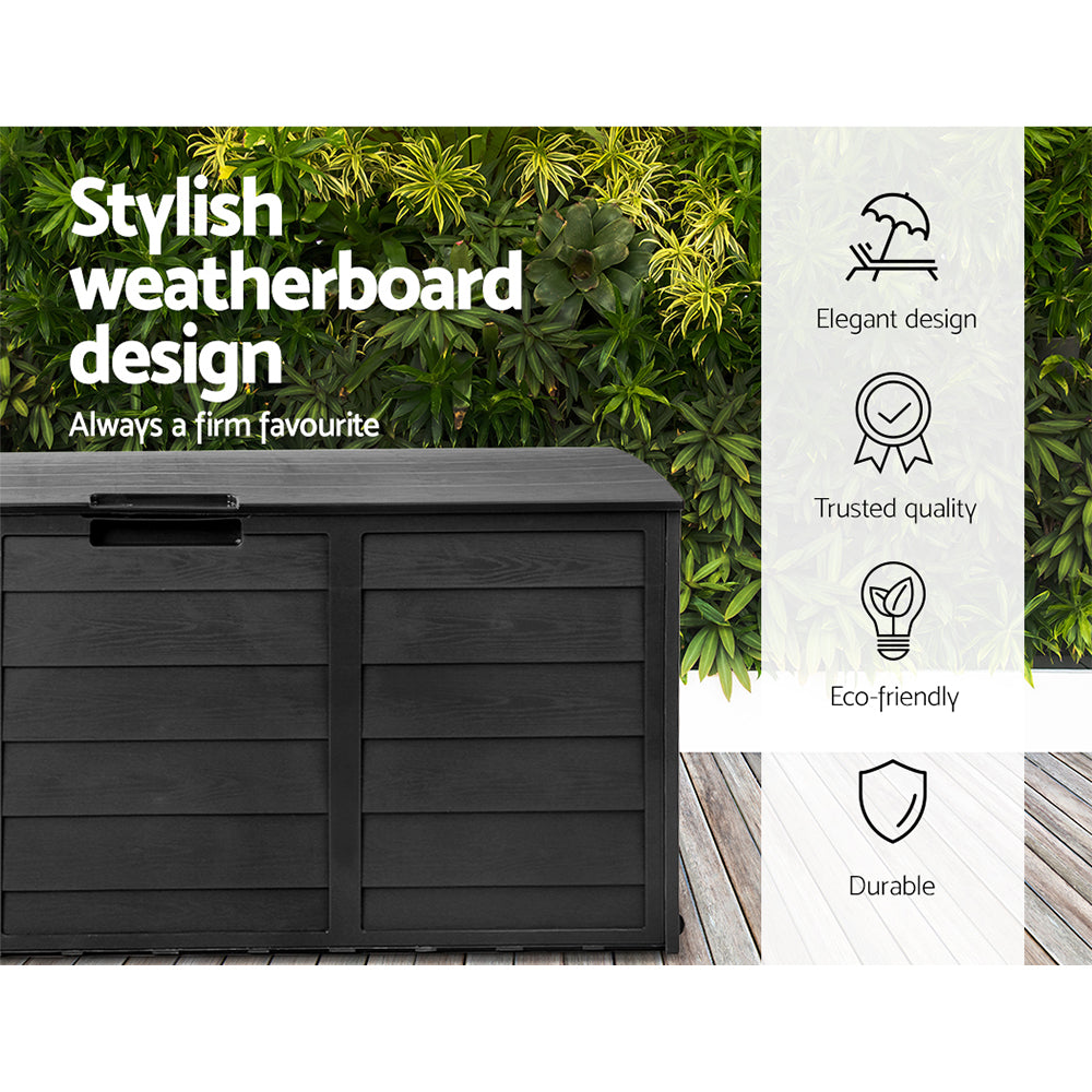 Gardeon 290L Outdoor Storage Box - All Black
