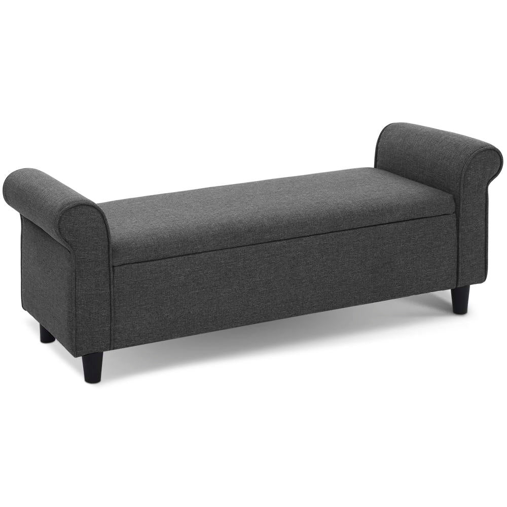 Artiss Storage Ottoman Blanket Box 132cm Linen Fabric Arm Foot Stool Couch Large