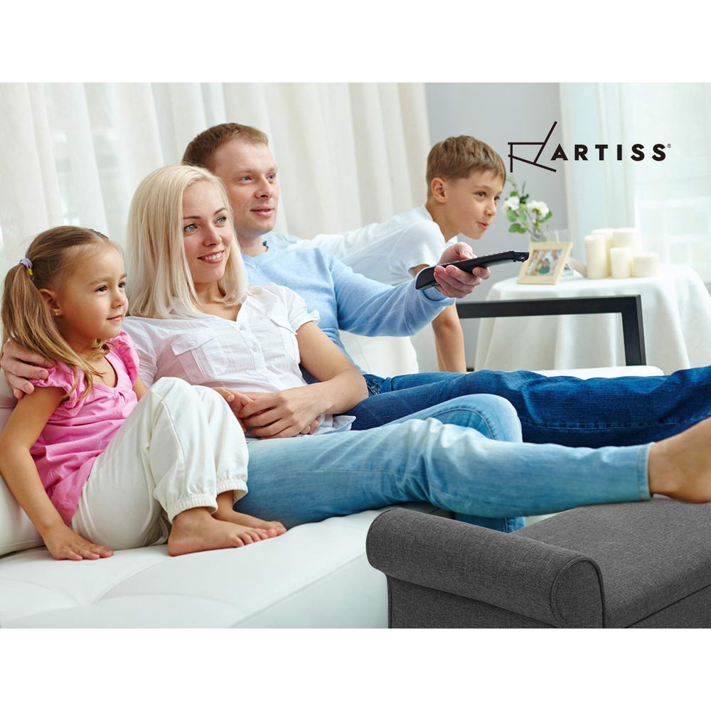 Artiss Storage Ottoman Blanket Box 126cm Linen Fabric Arm Foot Stool Couch Large