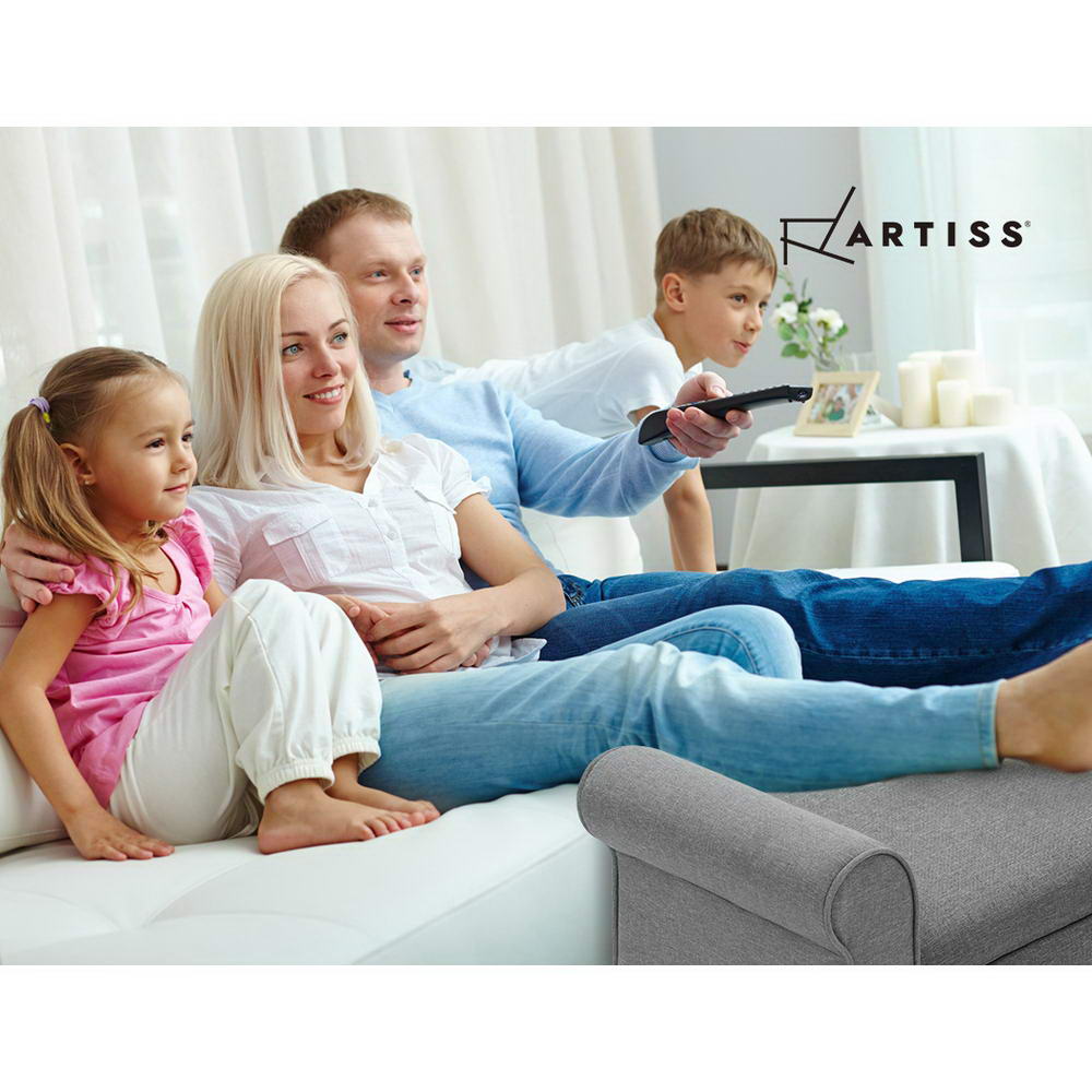 Artiss Storage Ottoman Grey Blanket Box Chest Large Foot Stool Linen Toy Bench