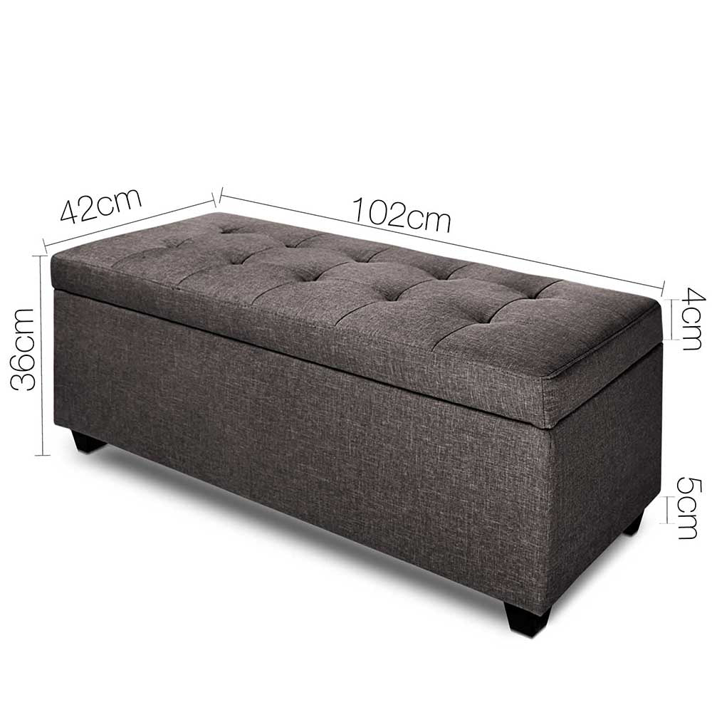 Artiss Large Fabric Storage Ottoman - Brown