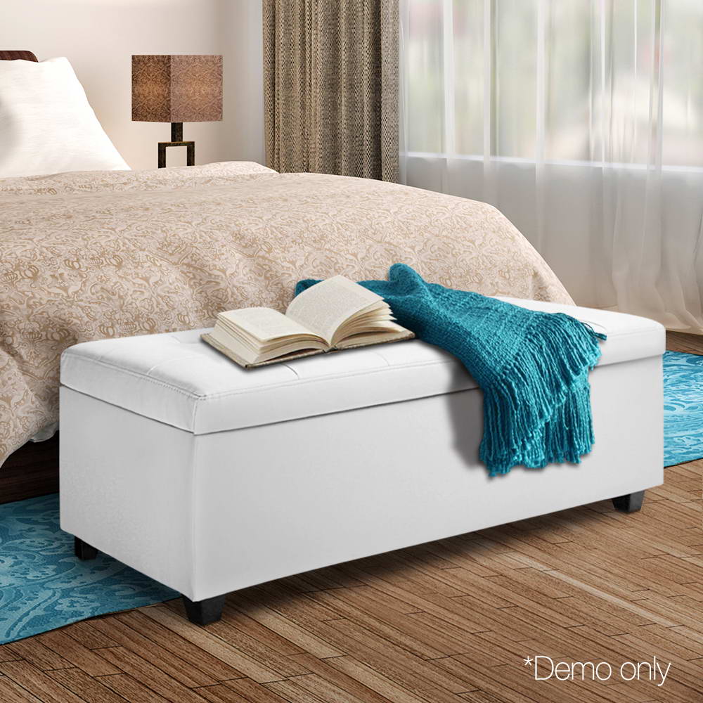 Artiss Large PU Leather Storage Ottoman - White