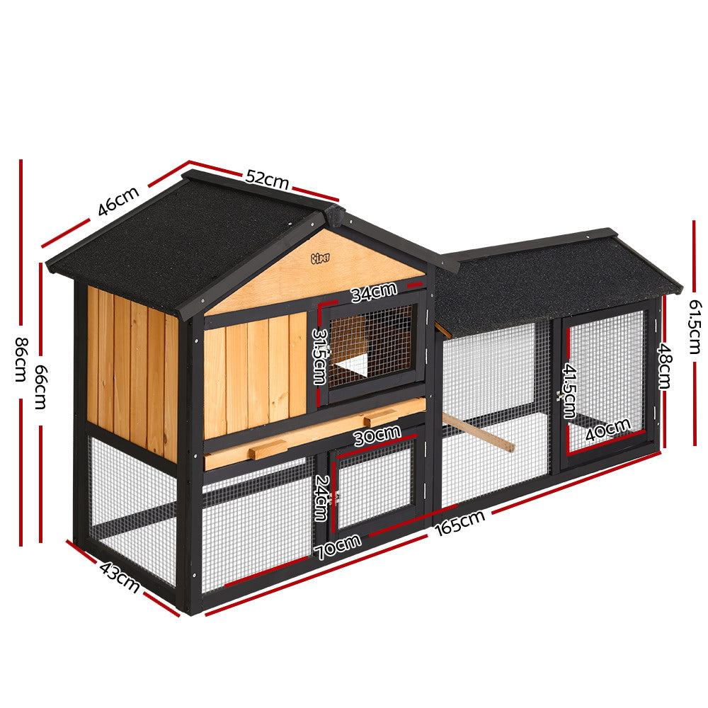 i.Pet Rabbit Hutch Hutches Large Metal Run Wooden Cage Waterproof Outdoor Pet House Chicken Coop Guinea Pig Ferret Chinchilla Hamster 165cm x 52cm x 86cm