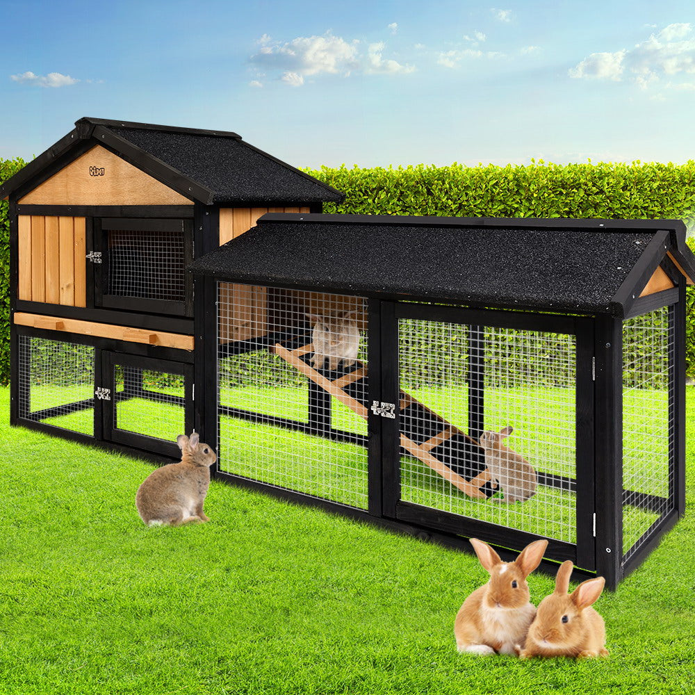 i.Pet Rabbit Hutch Hutches Large Metal Run Wooden Cage Waterproof Outdoor Pet House Chicken Coop Guinea Pig Ferret Chinchilla Hamster 165cm x 52cm x 86cm