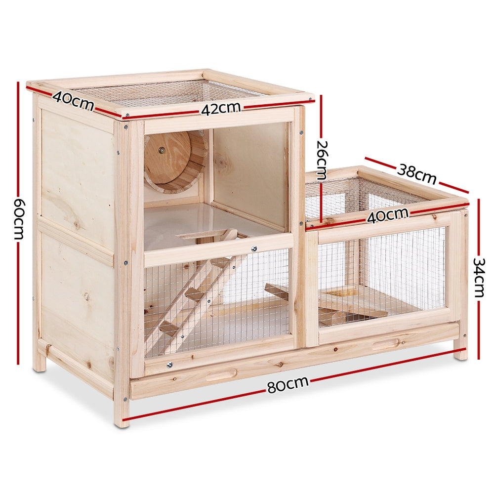 i.Pet Hamster Guinea Pig Ferrets Rodents Hutch Hutches Large Wooden Cage Running 80cm x 40cm x 60cm