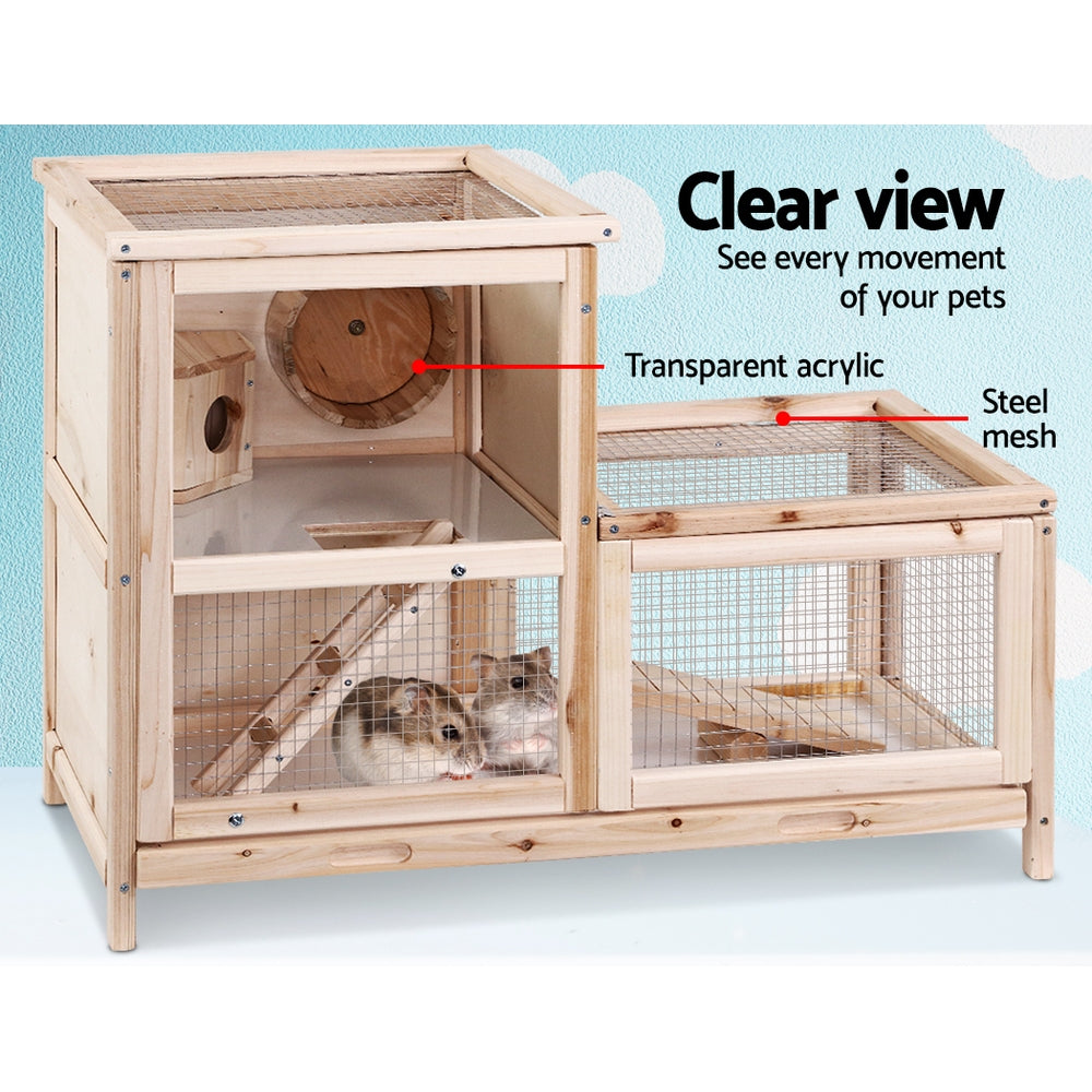i.Pet Hamster Guinea Pig Ferrets Rodents Hutch Hutches Large Wooden Cage Running 80cm x 40cm x 60cm