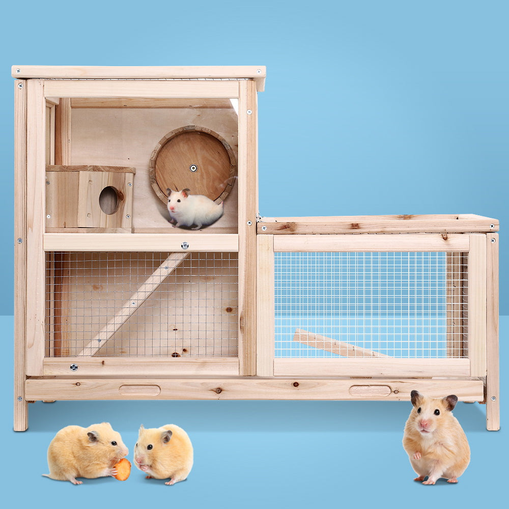 i.Pet Hamster Guinea Pig Ferrets Rodents Hutch Hutches Large Wooden Cage Running 80cm x 40cm x 60cm