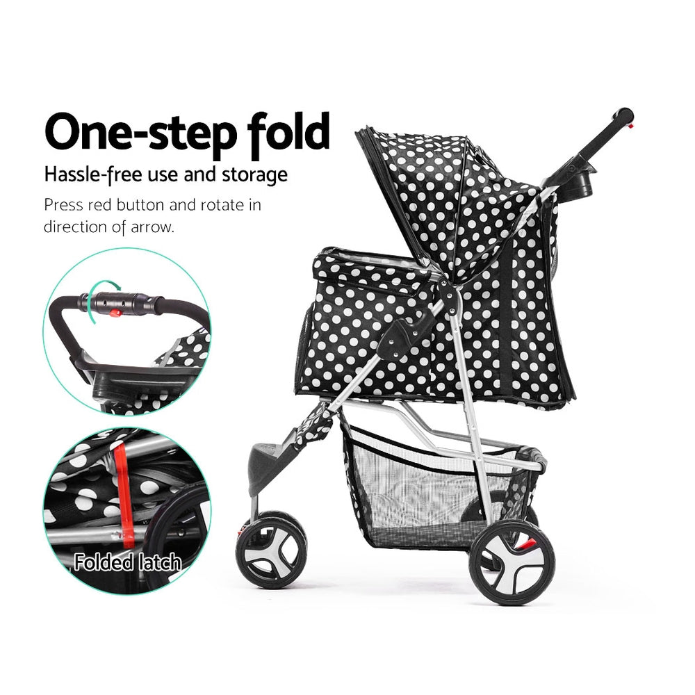 i.Pet Pet Stroller Dog Cage Foldable Pram Spot 3 Wheels