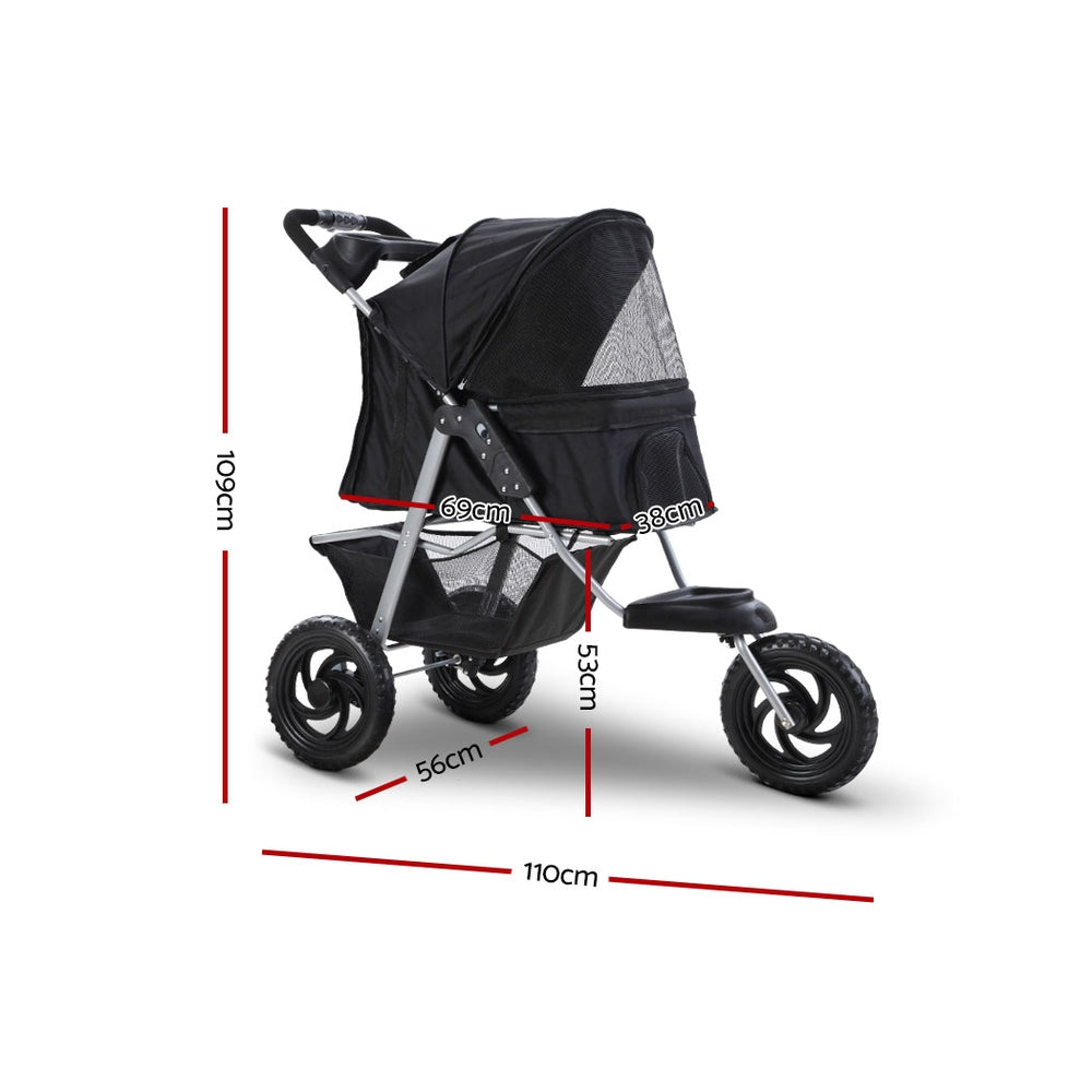 i.Pet Pet Stroller Dog Carrier Foldable Pram Large Black