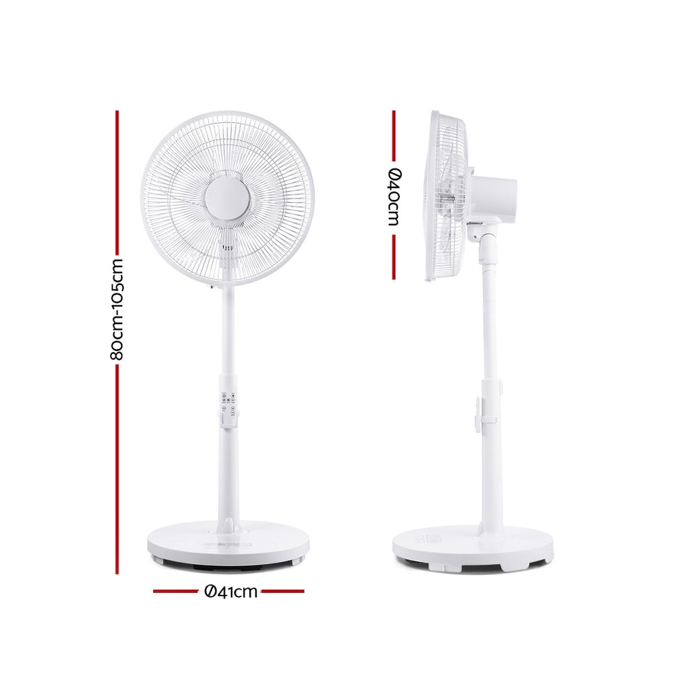 40cm Pedestal Fan DC Motor 9 Speeds Quiet Remote Control Sleep Mode Timer Home