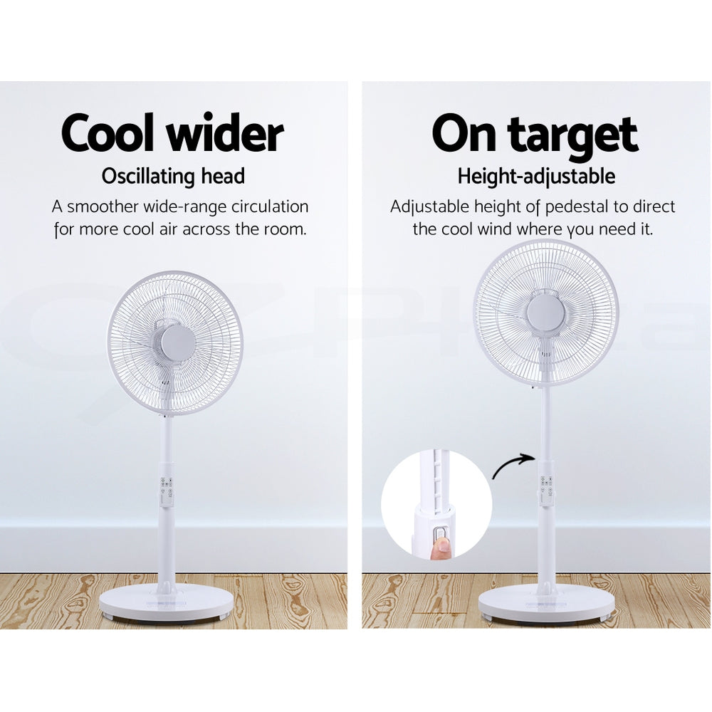 40cm Pedestal Fan DC Motor 9 Speeds Quiet Remote Control Sleep Mode Timer Home