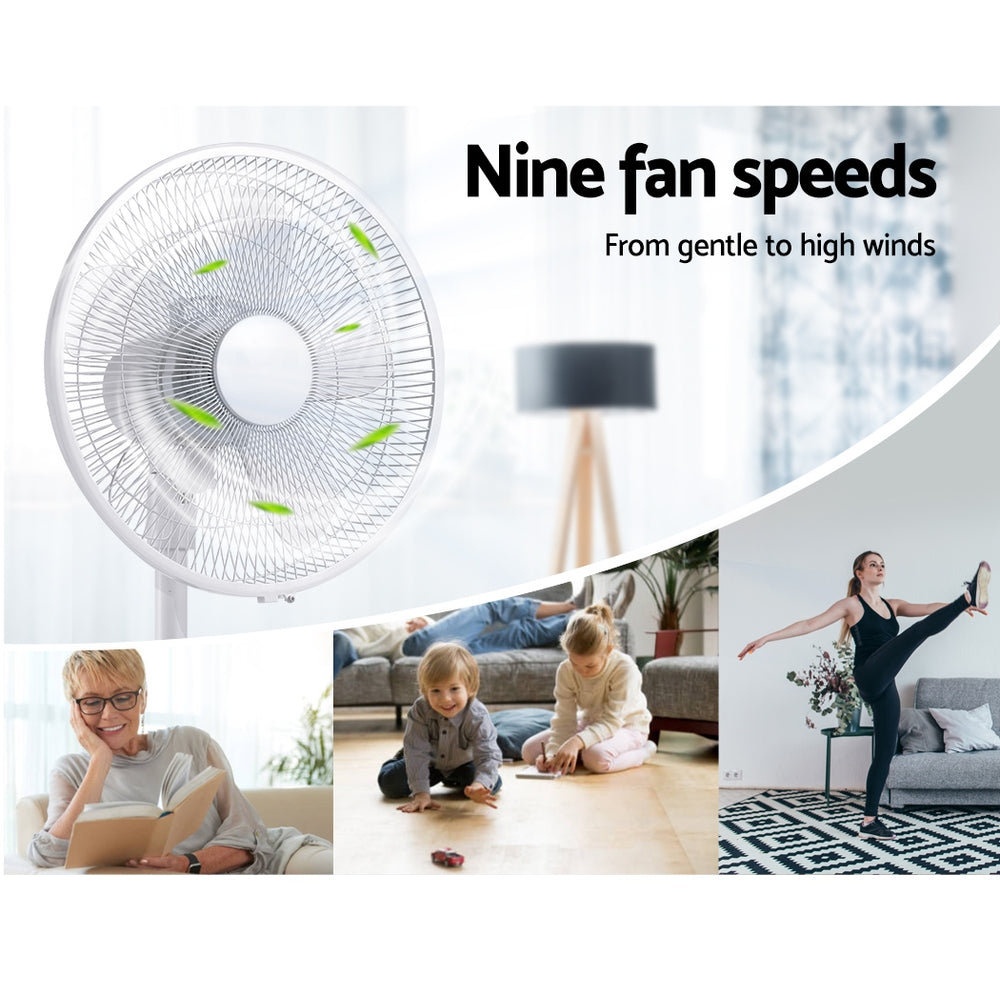 40cm Pedestal Fan DC Motor 9 Speeds Quiet Remote Control Sleep Mode Timer Home