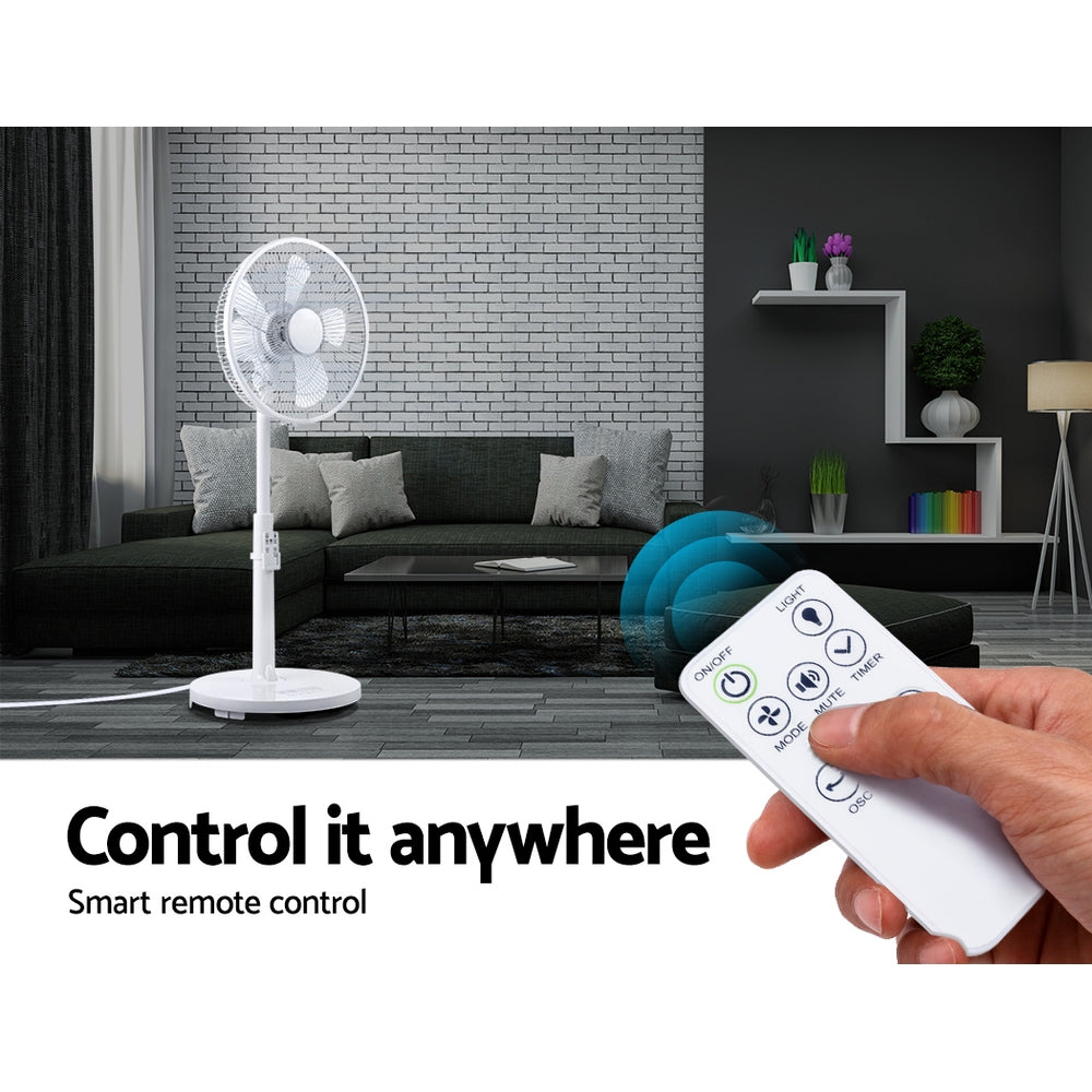 40cm Pedestal Fan DC Motor 9 Speeds Quiet Remote Control Sleep Mode Timer Home