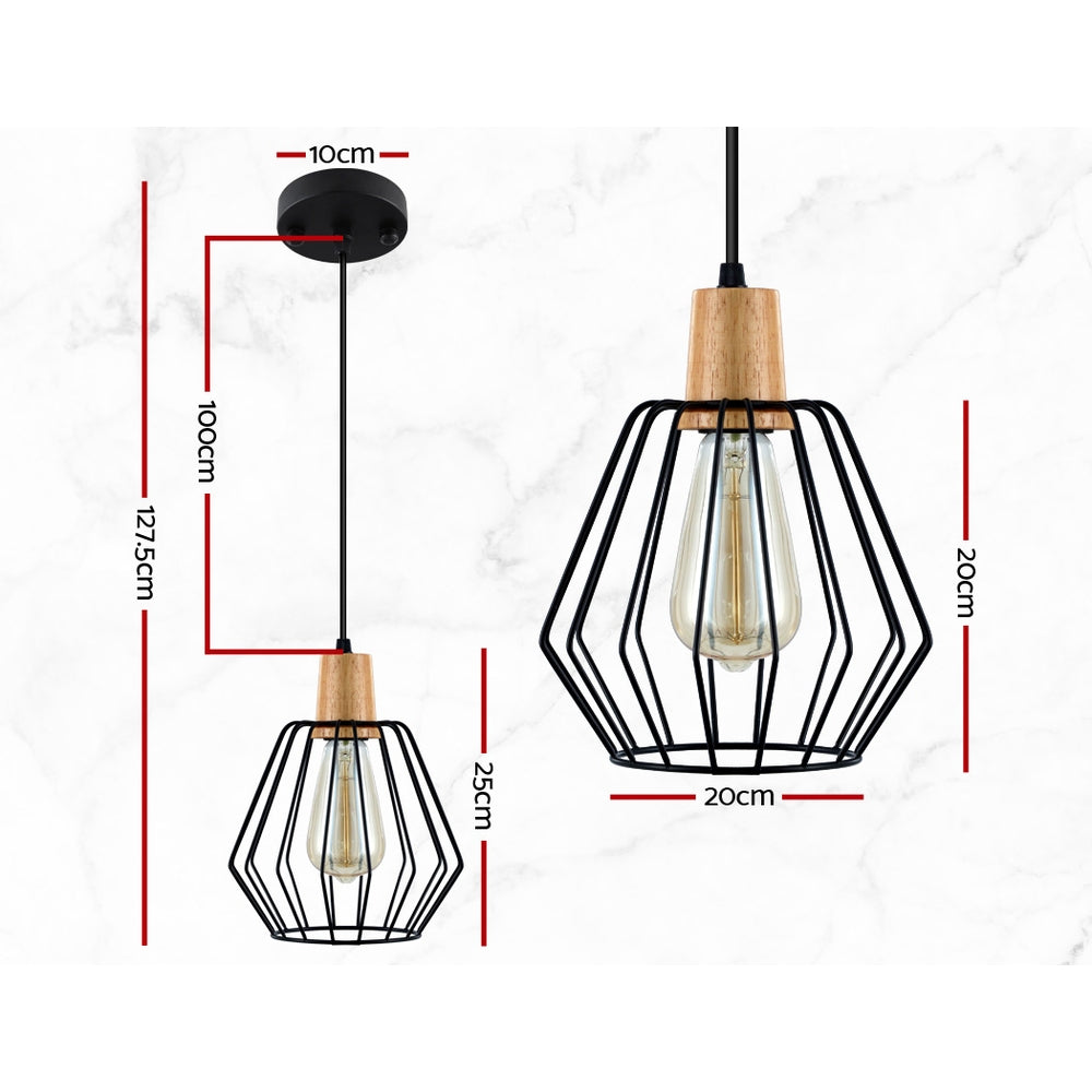 Artiss Pendant Light Wood and Metal Black