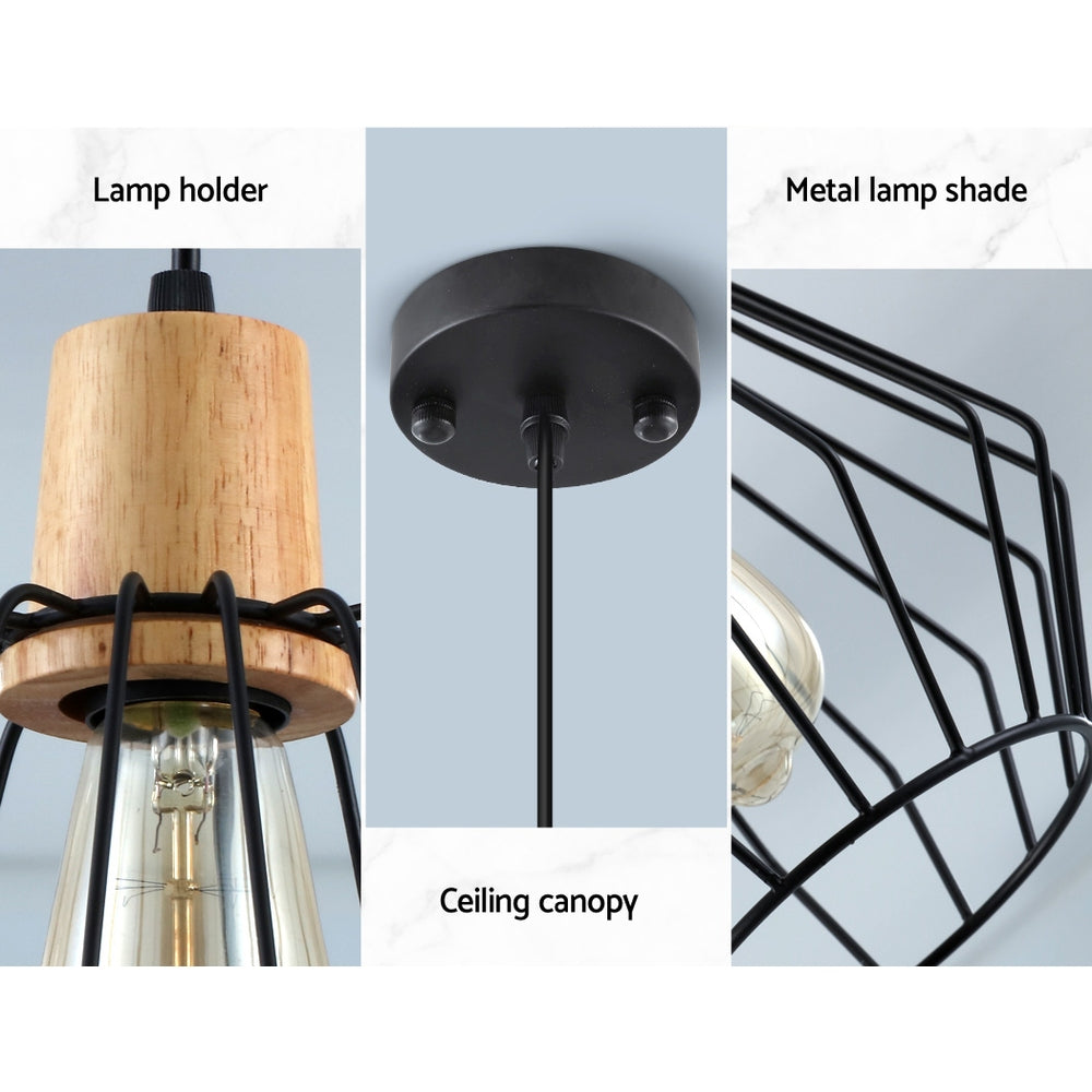 Artiss Pendant Light Wood and Metal Black
