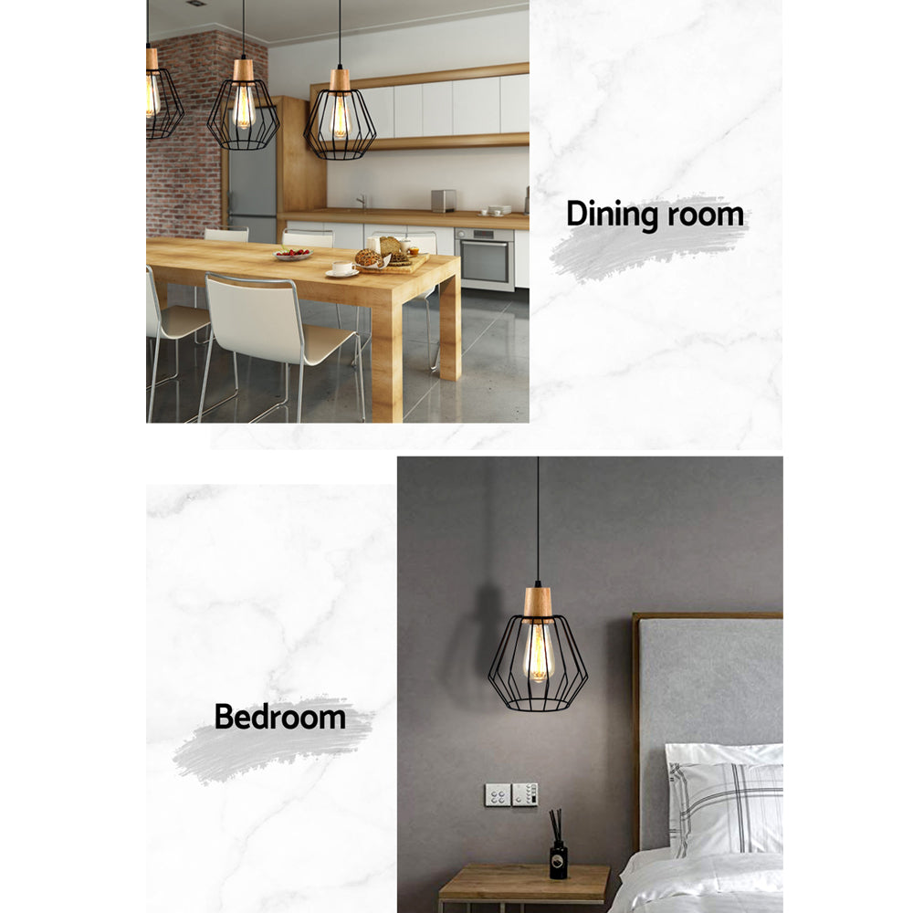 Artiss Pendant Light Wood and Metal Black
