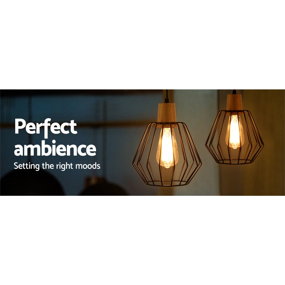 Artiss Pendant Light Wood and Metal Black