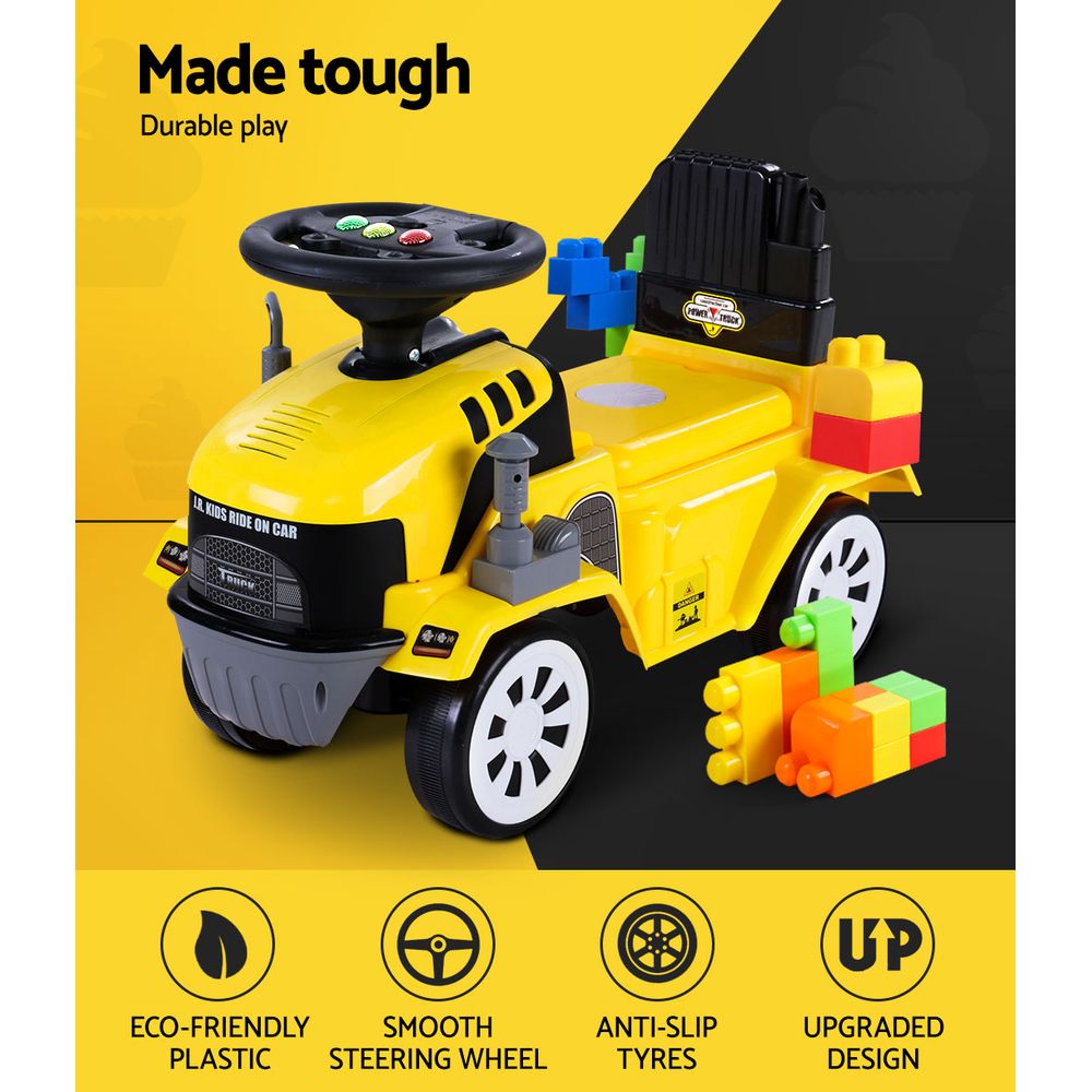 Keezi Kids Ride On Car w/ Building Blocks Toy Cars Engine Vehicle Truck Children