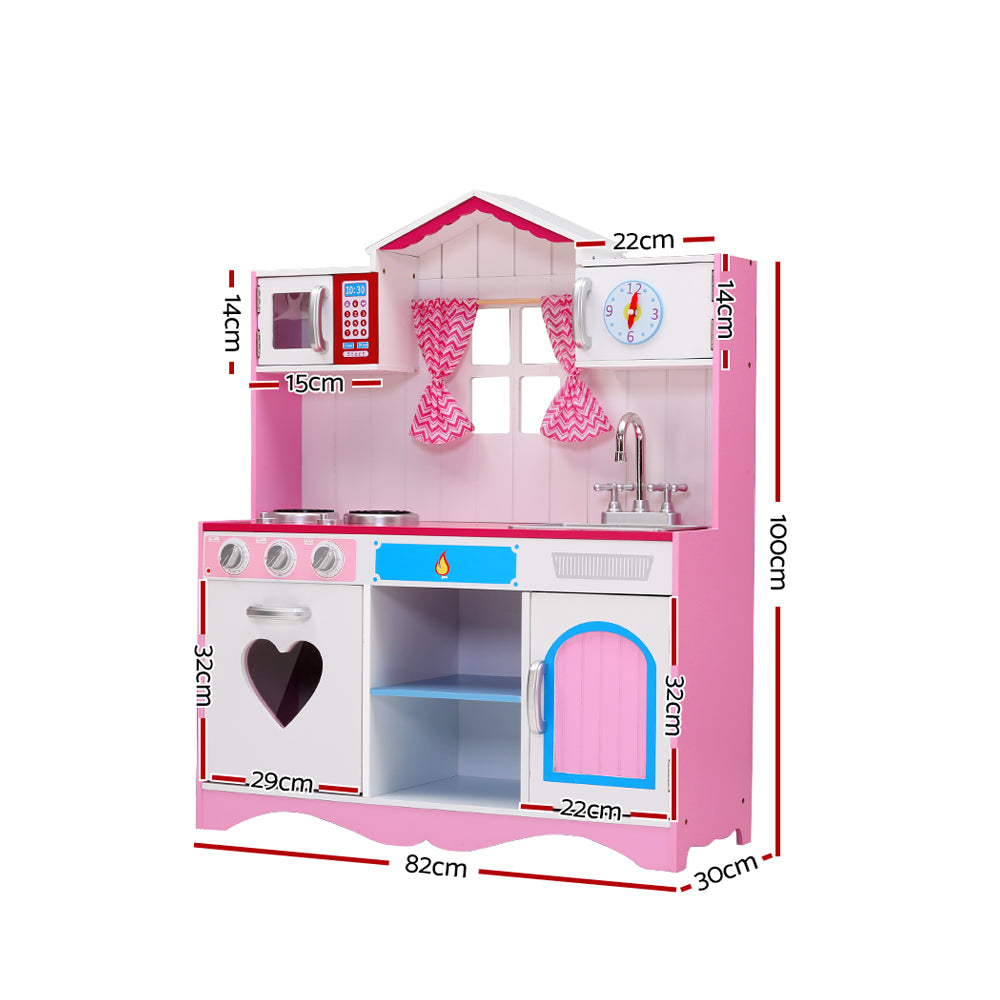 Keezi Kids Kitchen Set Pretend Play Food Sets Childrens Utensils Toys Pink