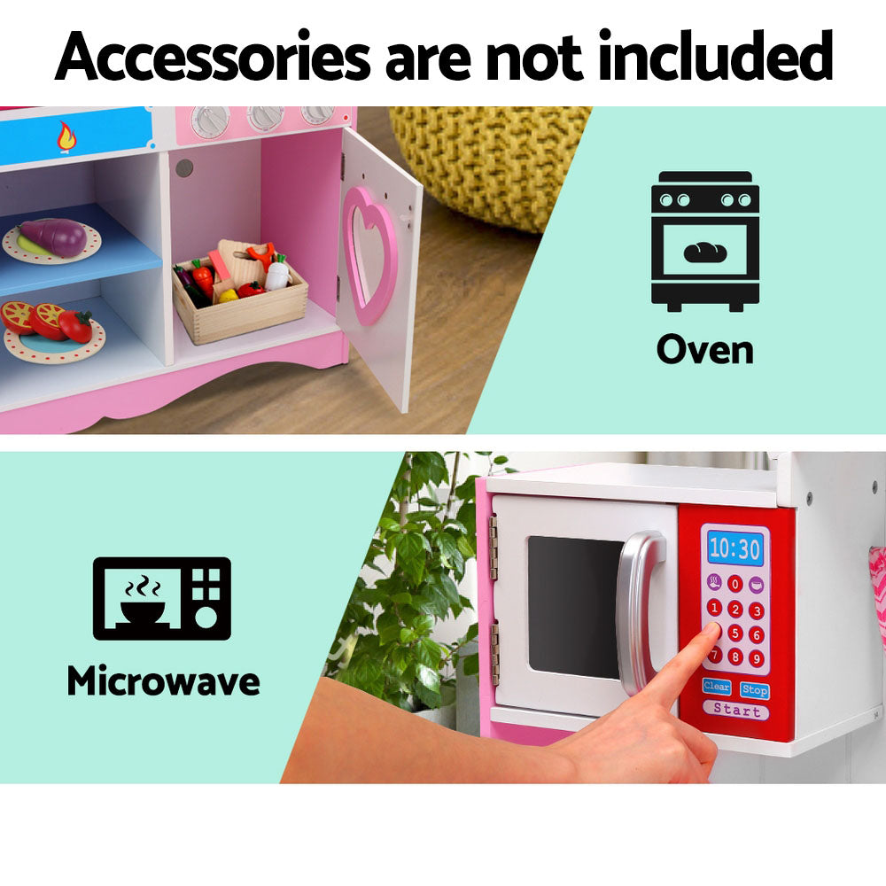 Keezi Kids Kitchen Set Pretend Play Food Sets Childrens Utensils Toys Pink