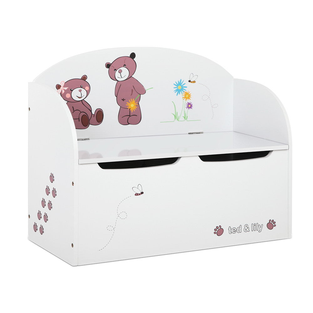 Keezi Kids Storage Box Bench - White & Brown