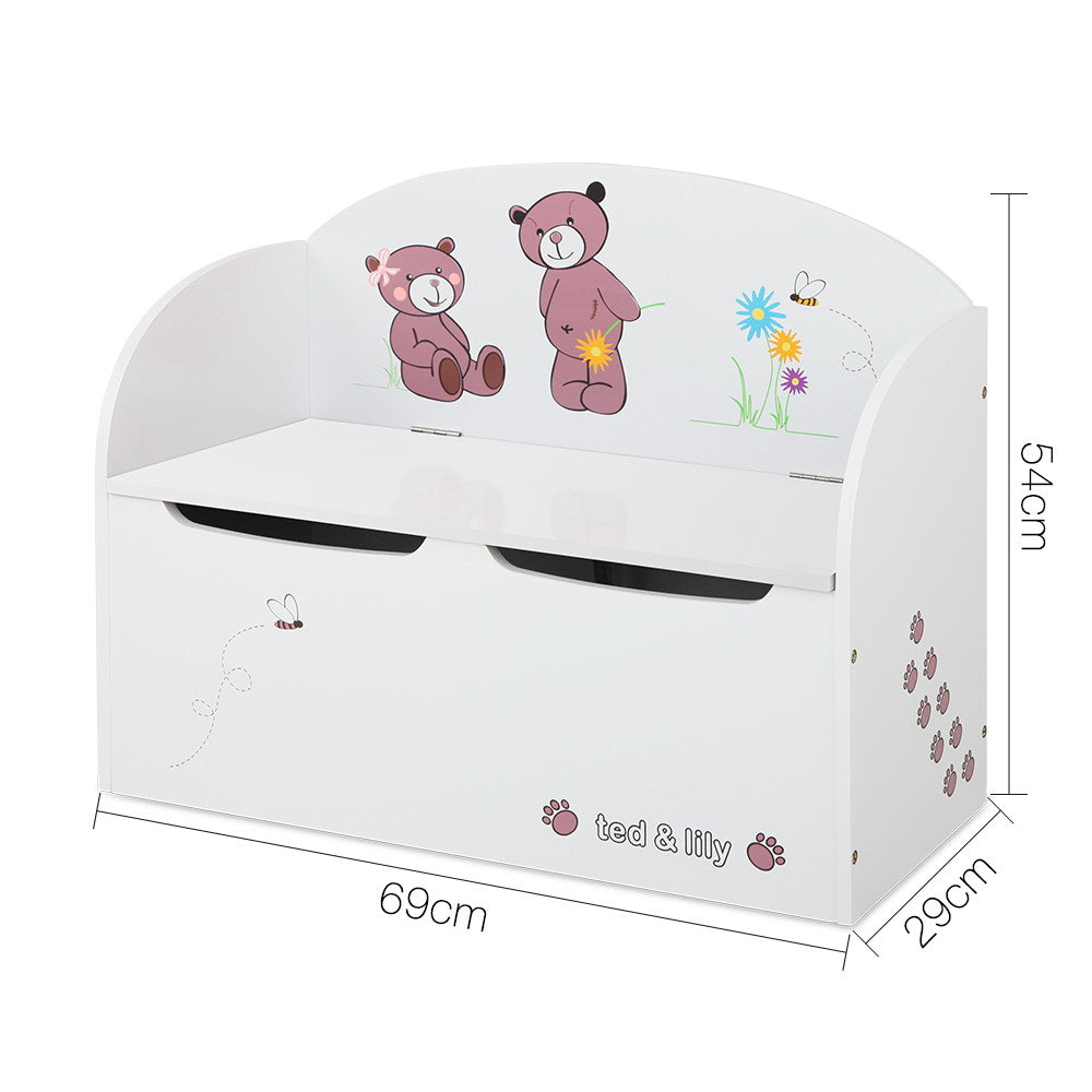 Keezi Kids Storage Box Bench - White & Brown
