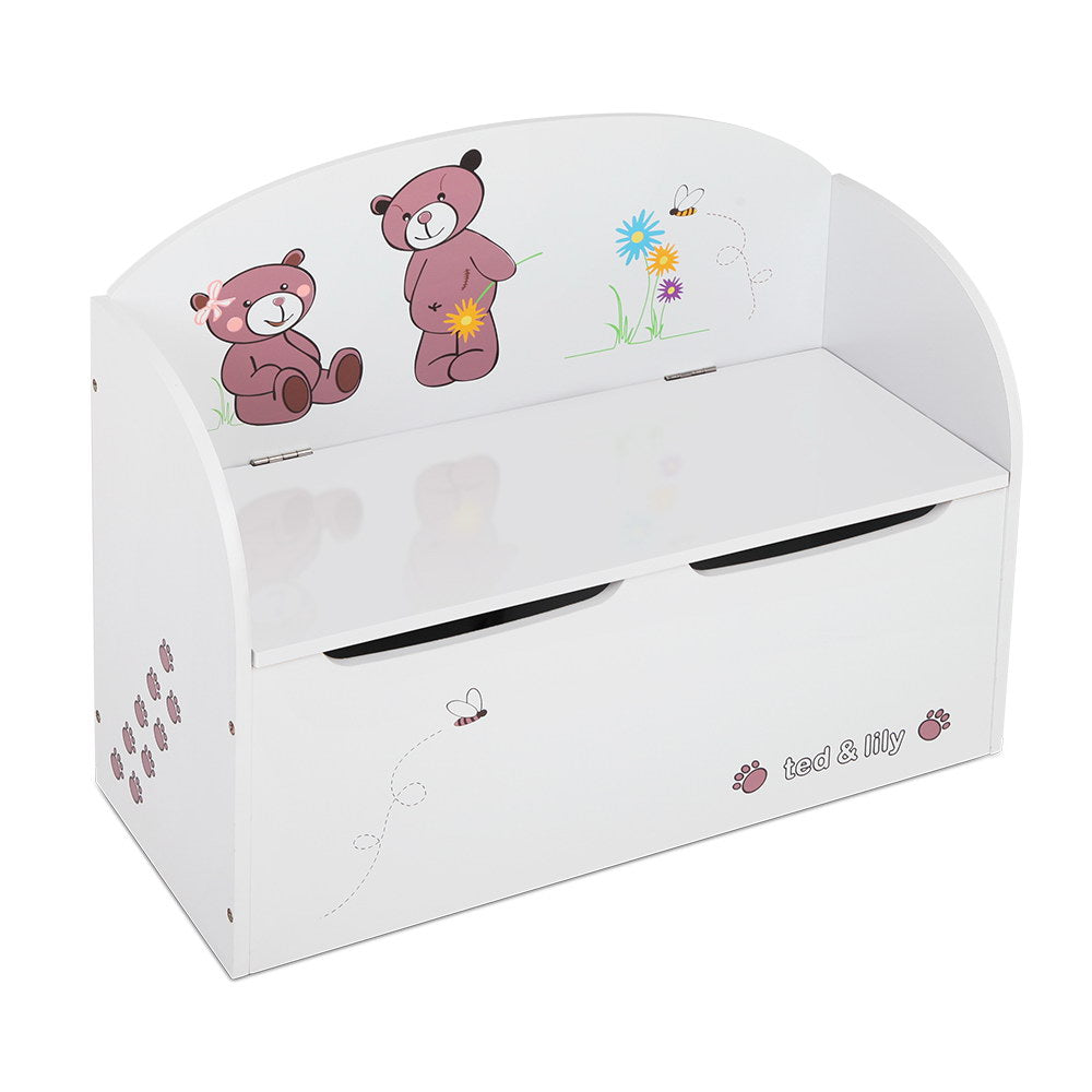 Keezi Kids Storage Box Bench - White & Brown