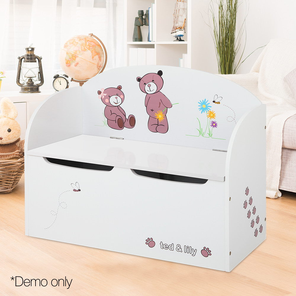 Keezi Kids Storage Box Bench - White & Brown
