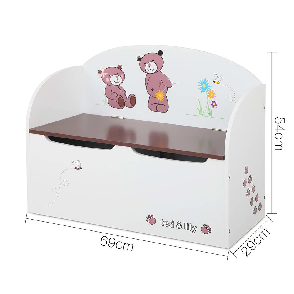 Keezi Kids Storage Box Bench - White & Brown