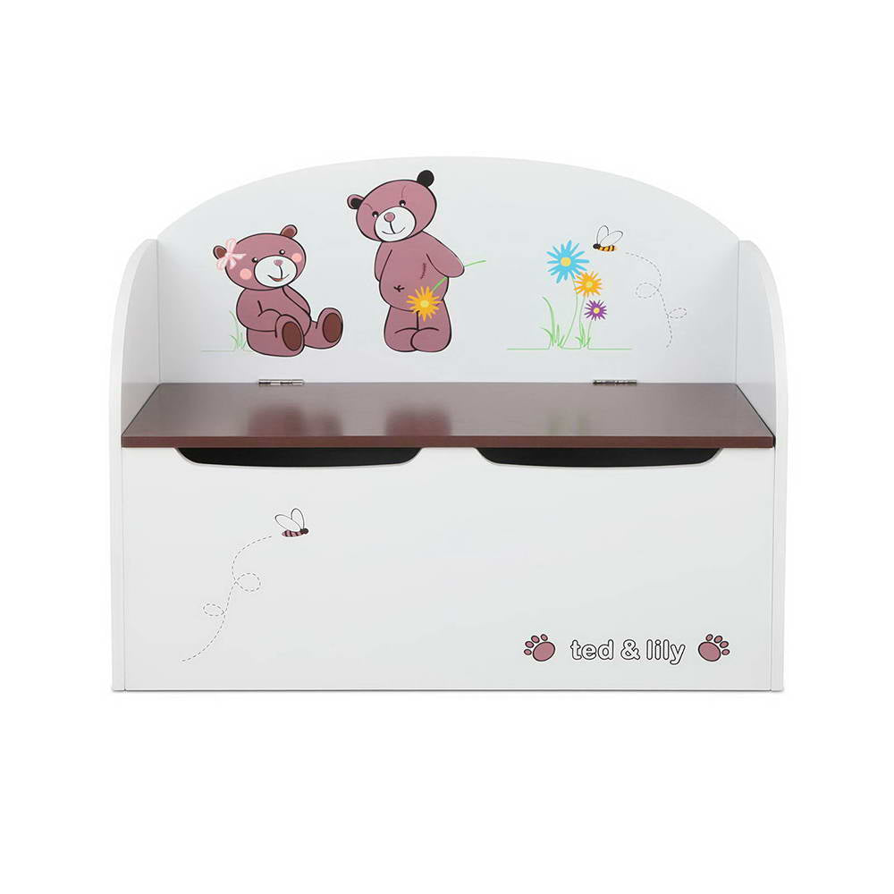Keezi Kids Storage Box Bench - White & Brown