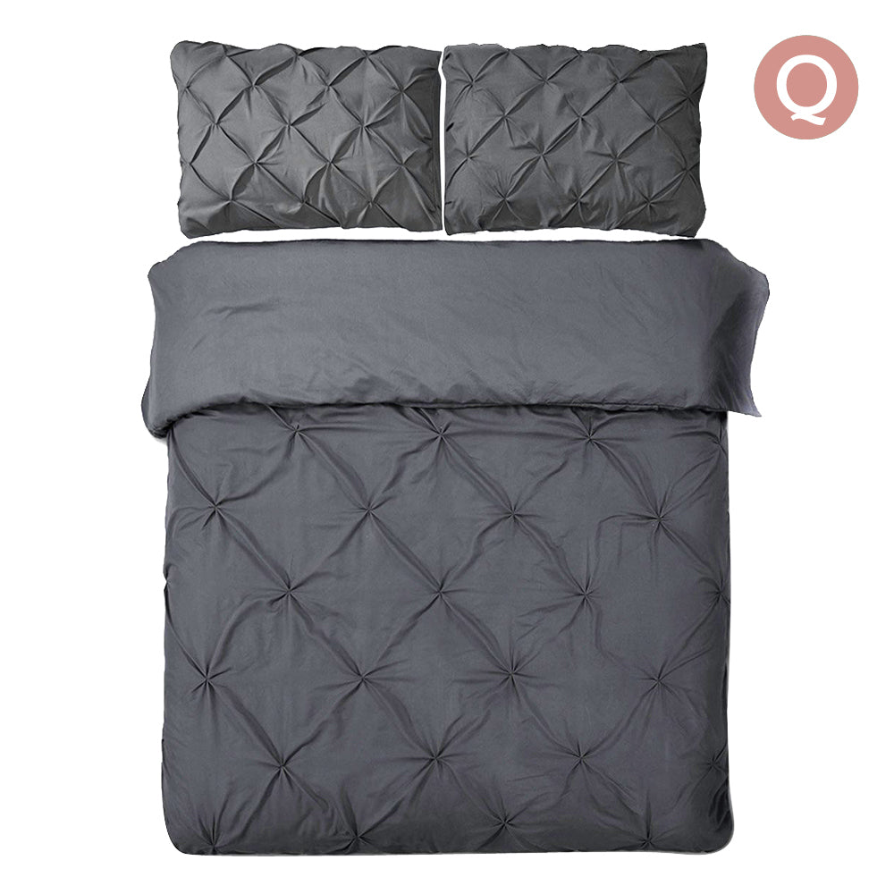 Giselle Bedding Queen Size Quilt Cover Set - Charcoal