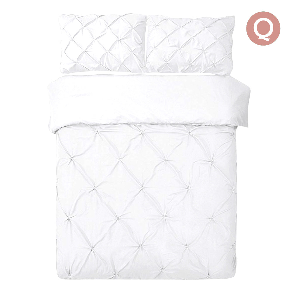 Giselle Bedding Queen Size Quilt Cover Set - White