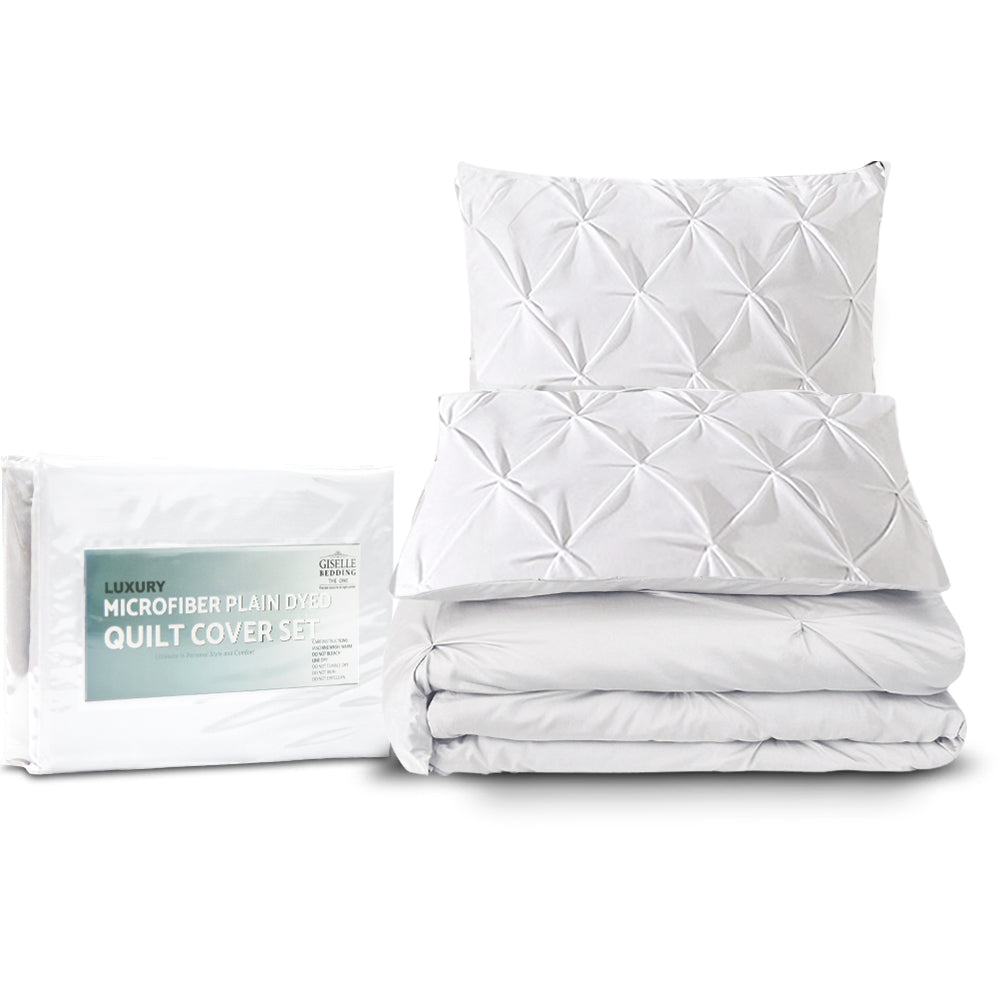 Giselle Bedding Queen Size Quilt Cover Set - White