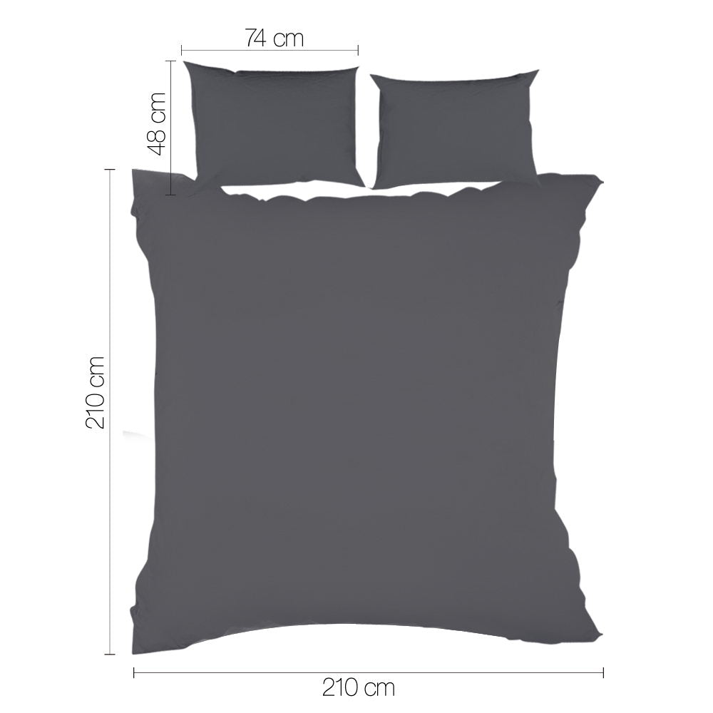 Giselle Bedding Queen Size Classic Quilt Cover Set - Charcoal