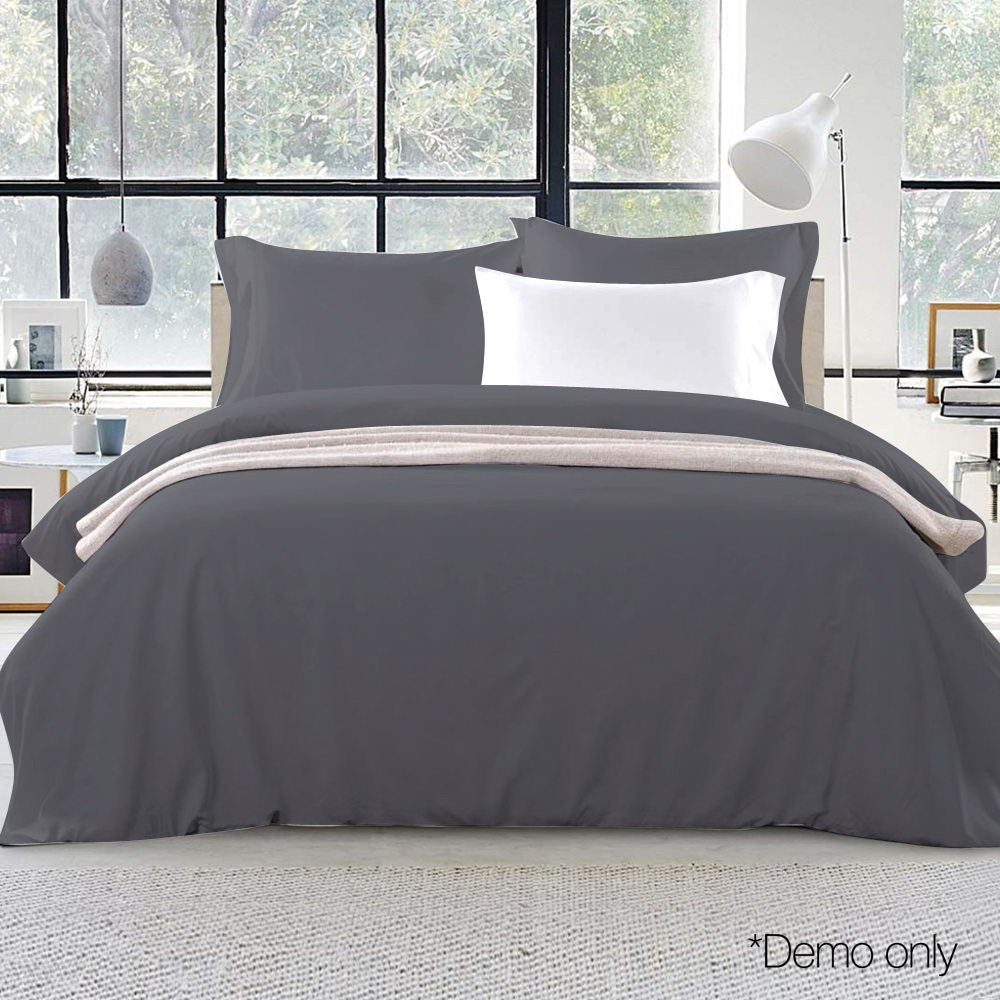 Giselle Bedding Queen Size Classic Quilt Cover Set - Charcoal