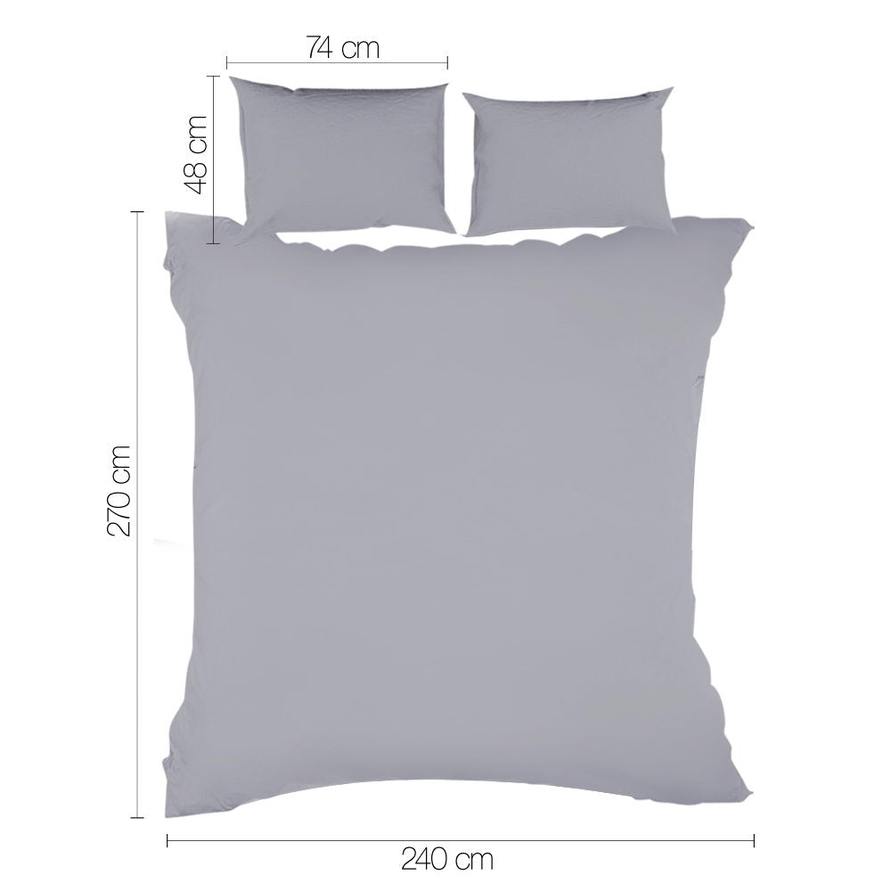 Giselle Bedding Super King Size Classic Quilt Cover Set - Grey