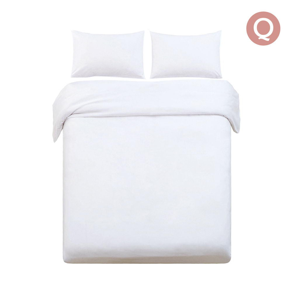 Giselle Bedding Queen Size Classic Quilt Cover Set - White