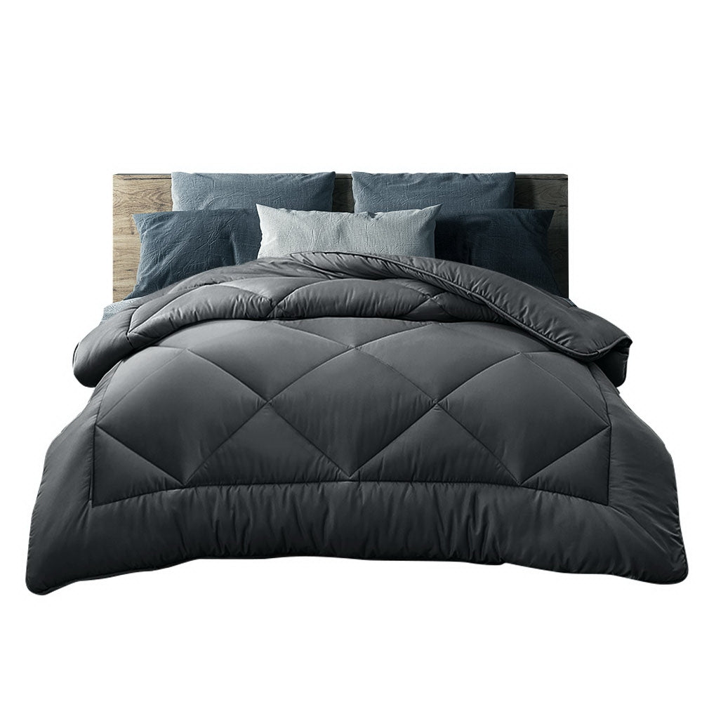Giselle Bedding 700GSM Bamboo Microfibre Microfiber Quilt Winter Duvet Cover Doona Comforter Super King Charcoal