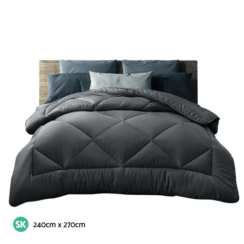 Giselle Bedding 700GSM Bamboo Microfibre Microfiber Quilt Winter Duvet Cover Doona Comforter Super King Charcoal