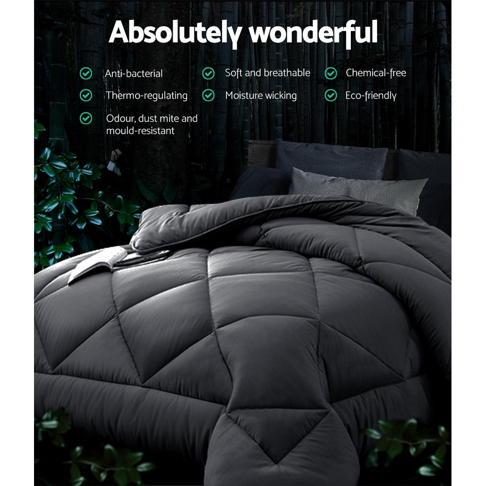 Giselle Bedding 700GSM Bamboo Microfibre Microfiber Quilt Winter Duvet Cover Doona Comforter Super King Charcoal