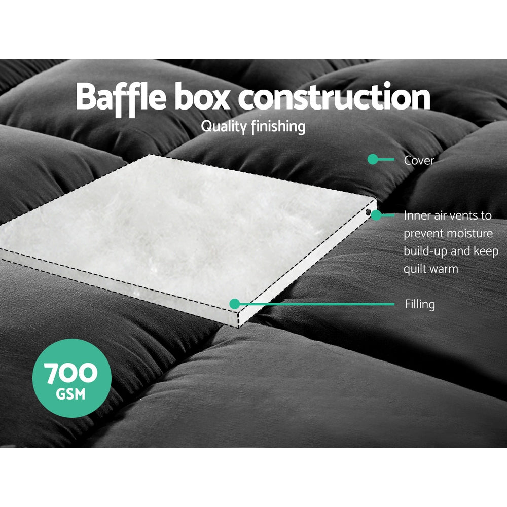 Giselle Bedding 700GSM Bamboo Microfibre Microfiber Quilt Winter Duvet Cover Doona Comforter Super King Charcoal