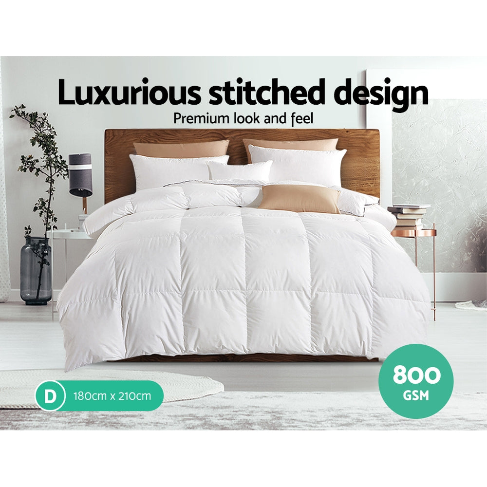 Giselle Bedding 800GSM Goose Down Feather Quilt Cover Duvet Winter Doona White Double