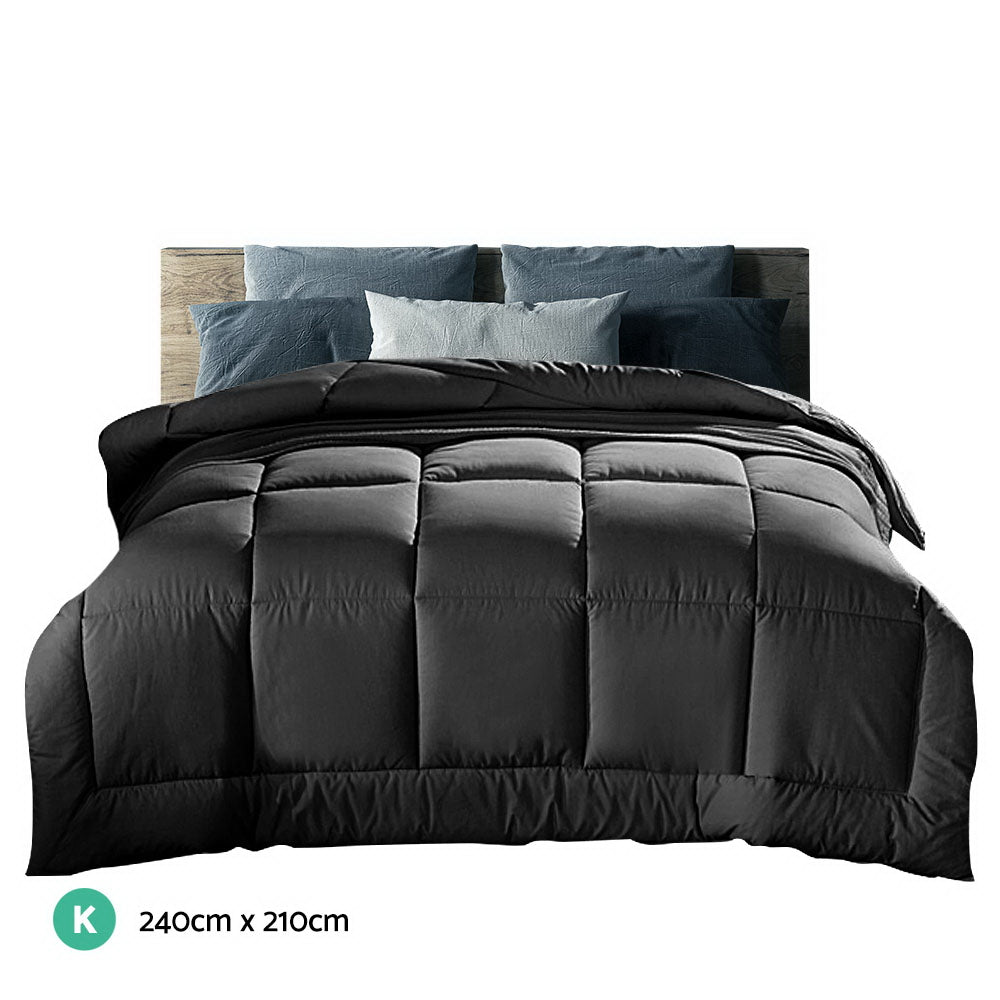 Giselle Bedding 400GSM Microfiber Microfibre Quilt Duvet Cover Doona Down Altern Comforter King Charcoal