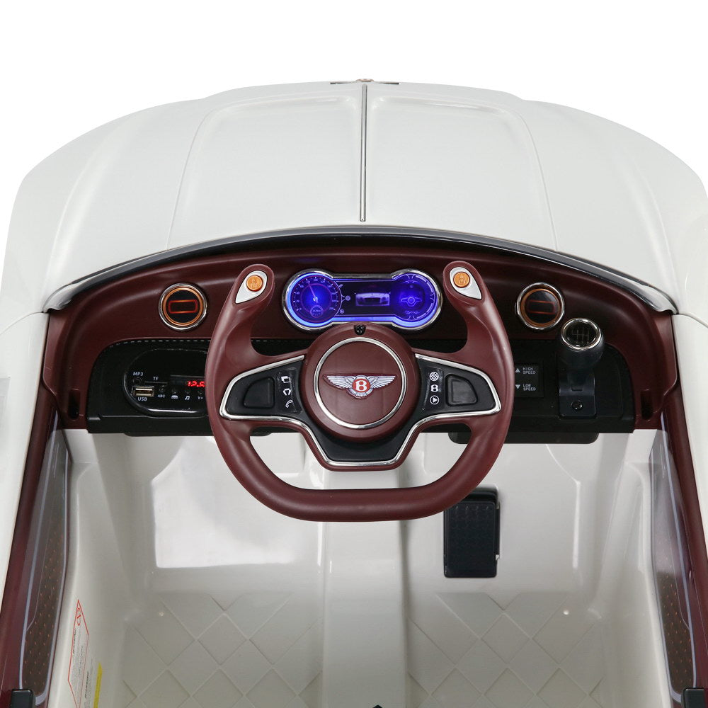 Bentley Kids Ride On Car Licensed Electric Toys 12V Battery Remote Cars White